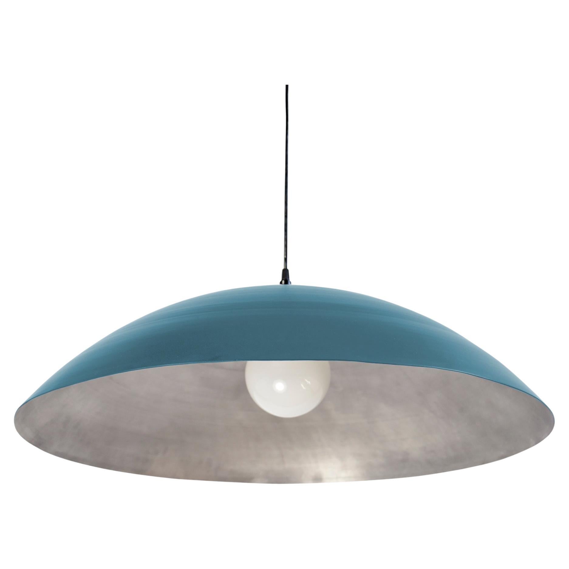 Customizable Oversized Pendant by Research Lighting, Cadet Blue & Silver, MTO