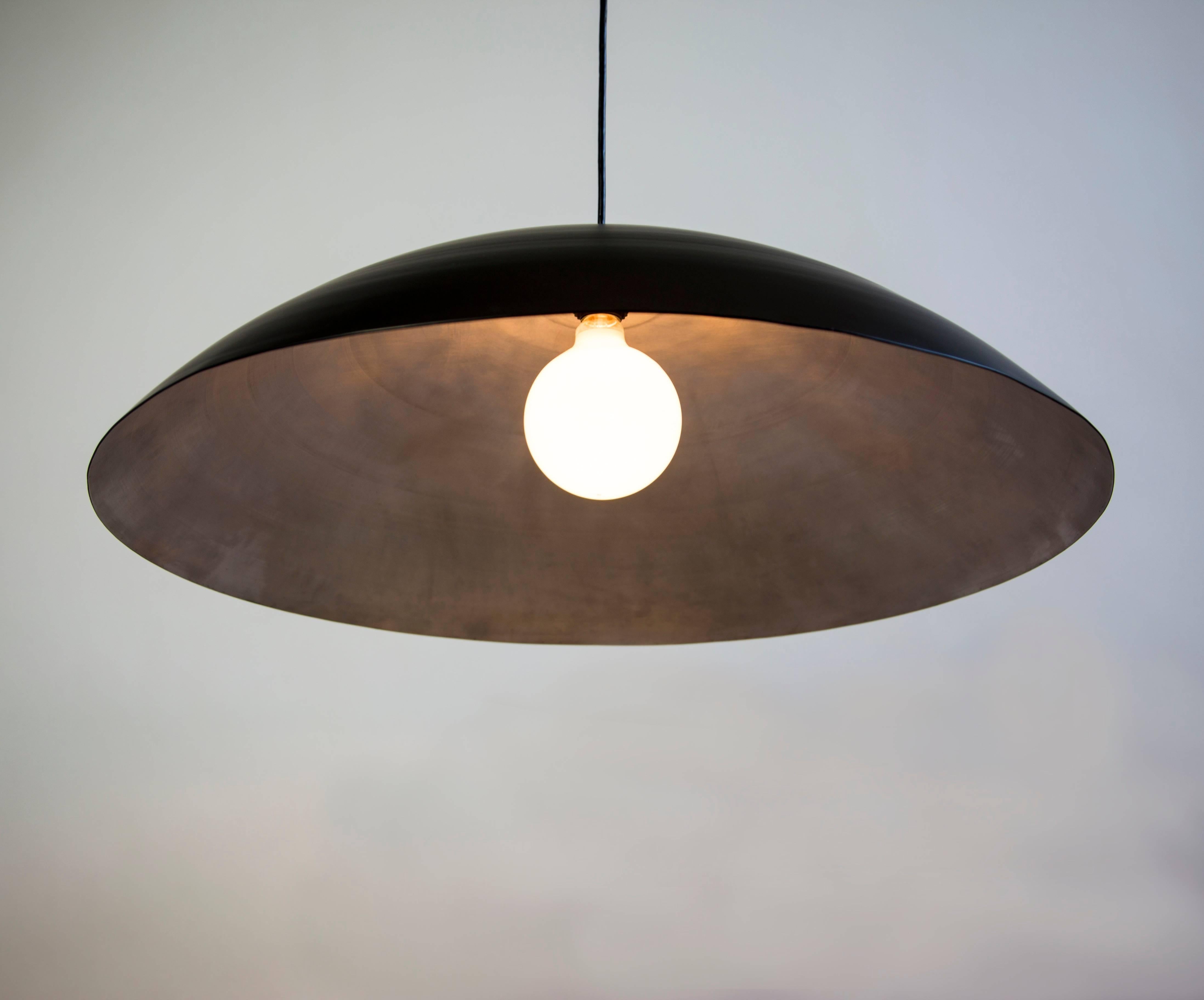 American Customizable Oversized Pendant by RESEARCH Lighting, Flat Blue & Silver, MTO For Sale