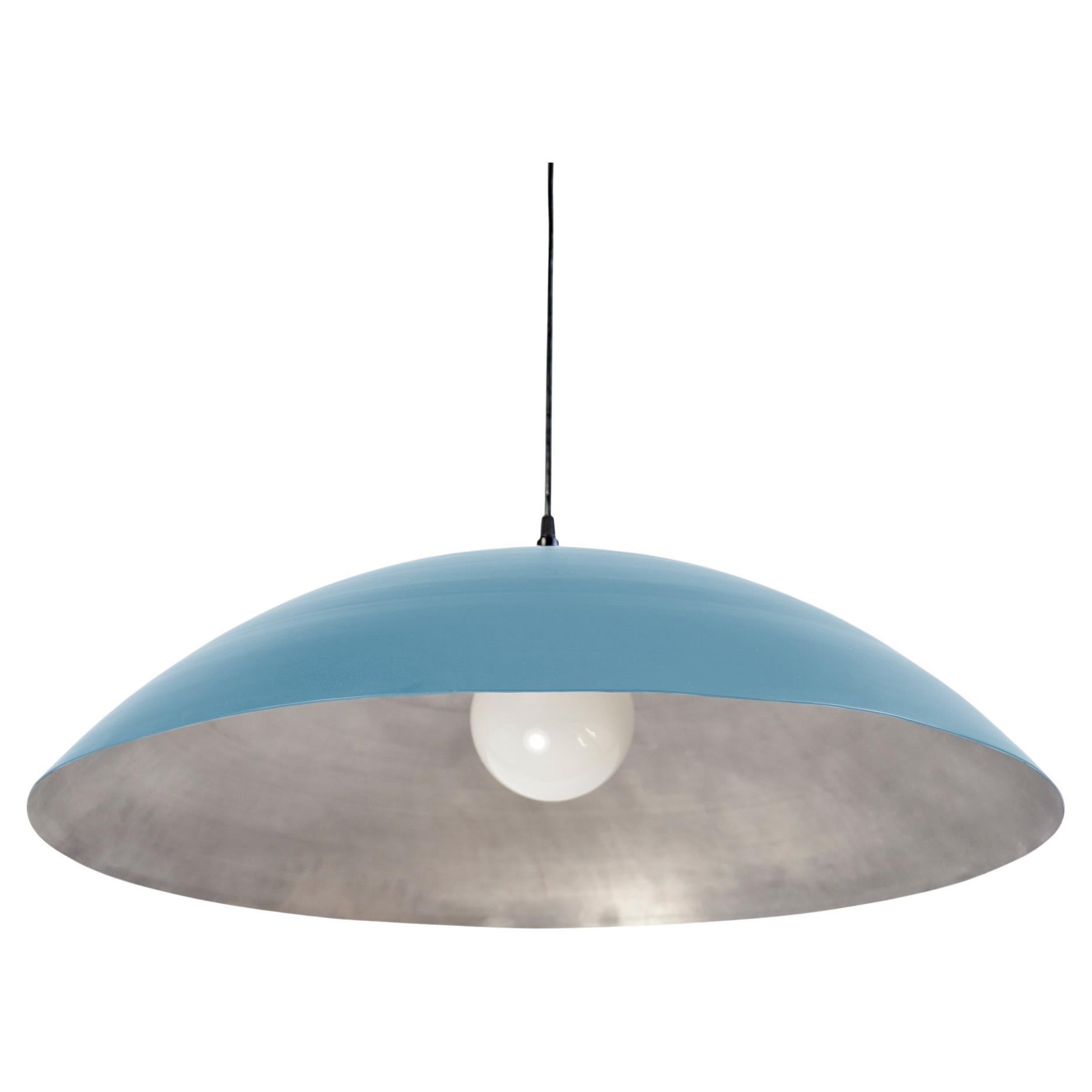 Customizable Oversized Pendant by RESEARCH Lighting, Flat Blue & Silver, MTO