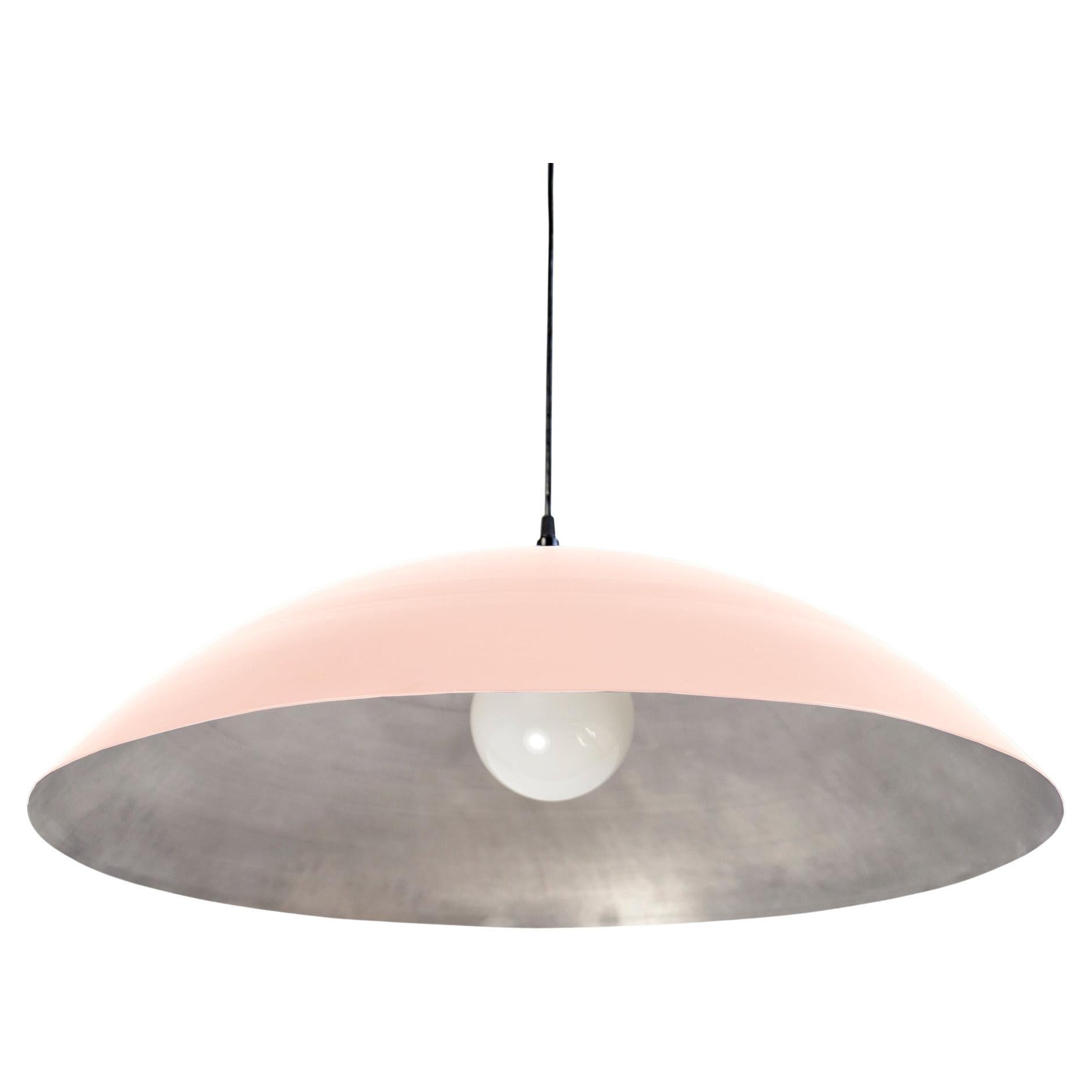 Customizable Oversized Pendant by RESEARCH Lighting, Pink Chalk & Silver, MTO For Sale