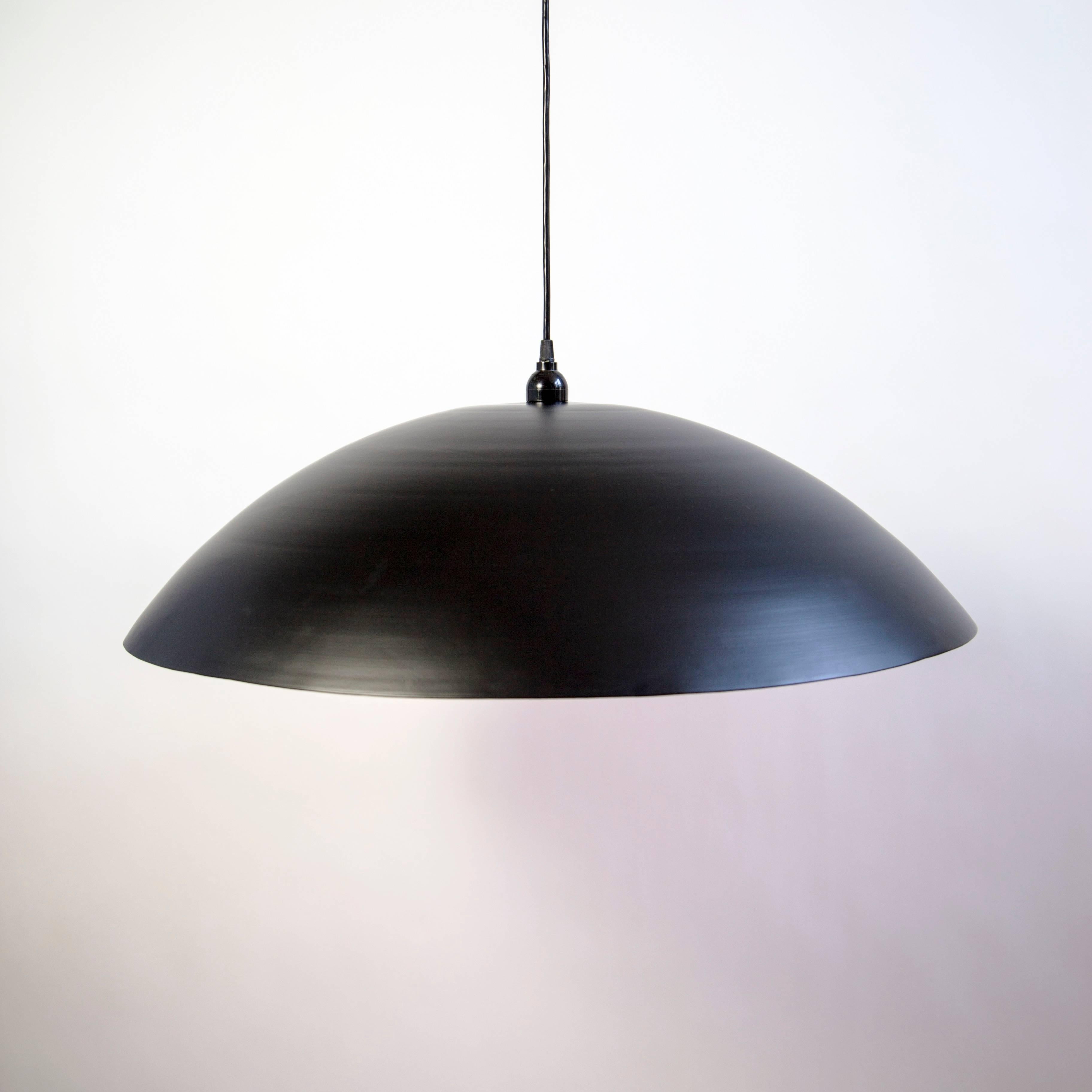 Schoolhouse Customizable Oversized Pendant by RESEARCH Lighting, White & Waxed Aluminum, MTO For Sale