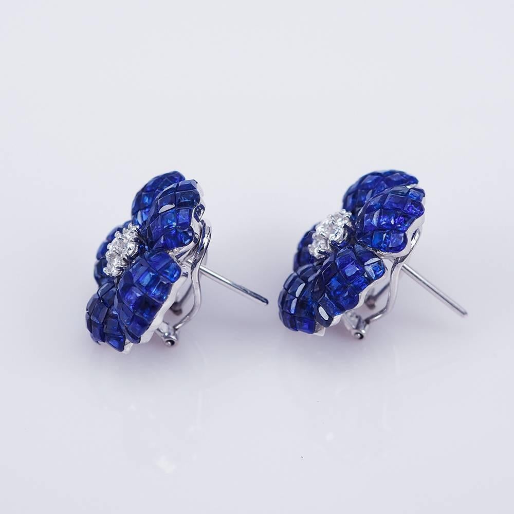 We use the top quality Sapphire which make in invisible setting.We set the stone in perfection as we are professional in this kind of setting more than 40 years.The invisible is a highly technique .We cut and groove every stone .Therefore; we can
