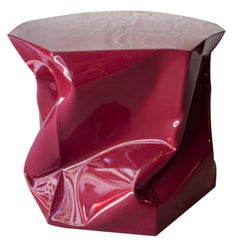 Inés Benavides Contemporary Cube Pink Steel Stool Side Table, Spain, 2018