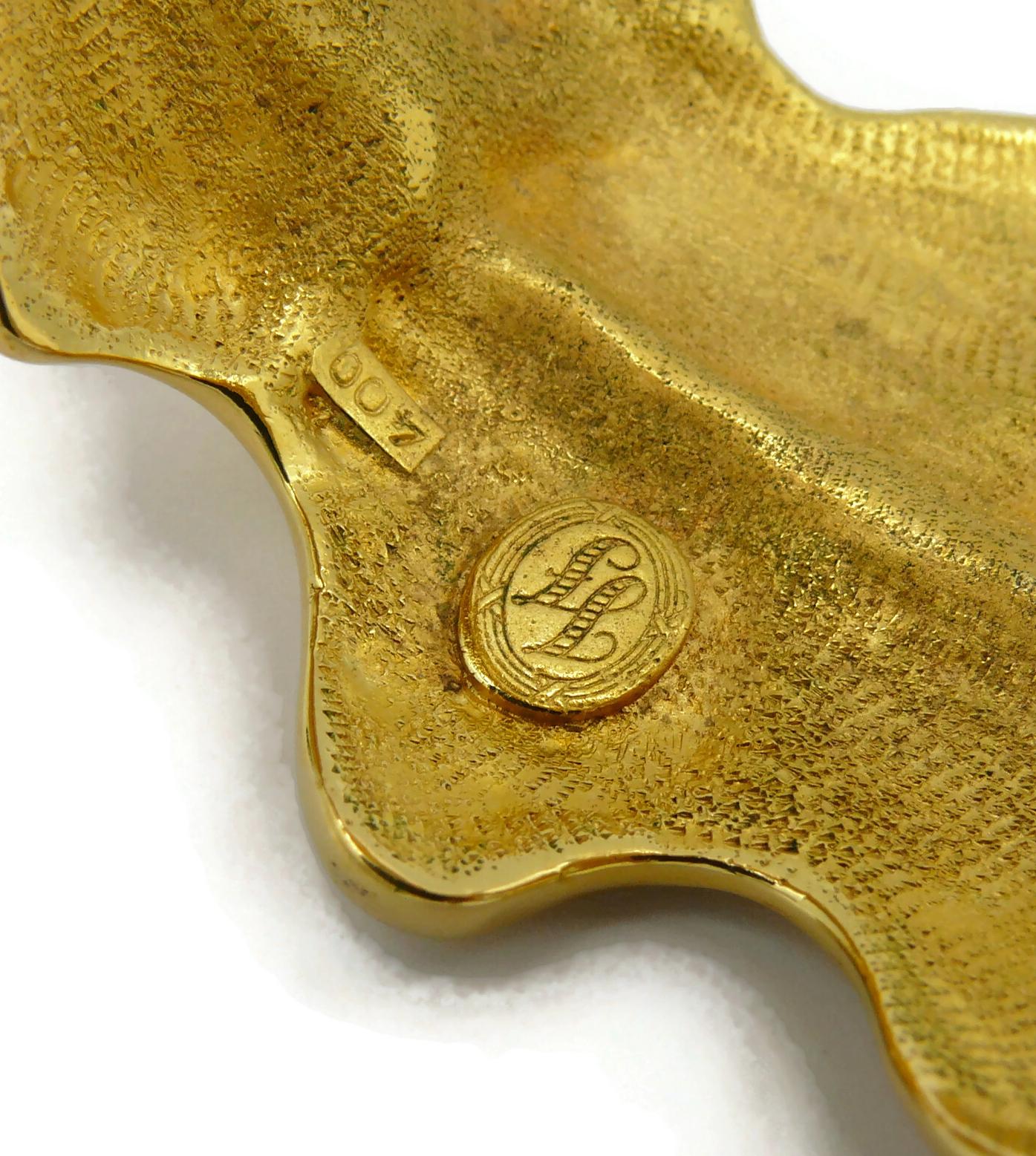 INES DE LA FRESSAGE Vintage Gold Tone Oak Leaf Clamper Bracelet For Sale 14