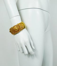 Ines de la Fressage Vintage Gold Toned Cuff Bracelet
