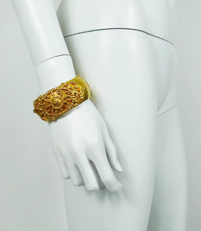 Ines de la Fressage Vintage Gold Toned Cuff Bracelet For Sale at 1stDibs