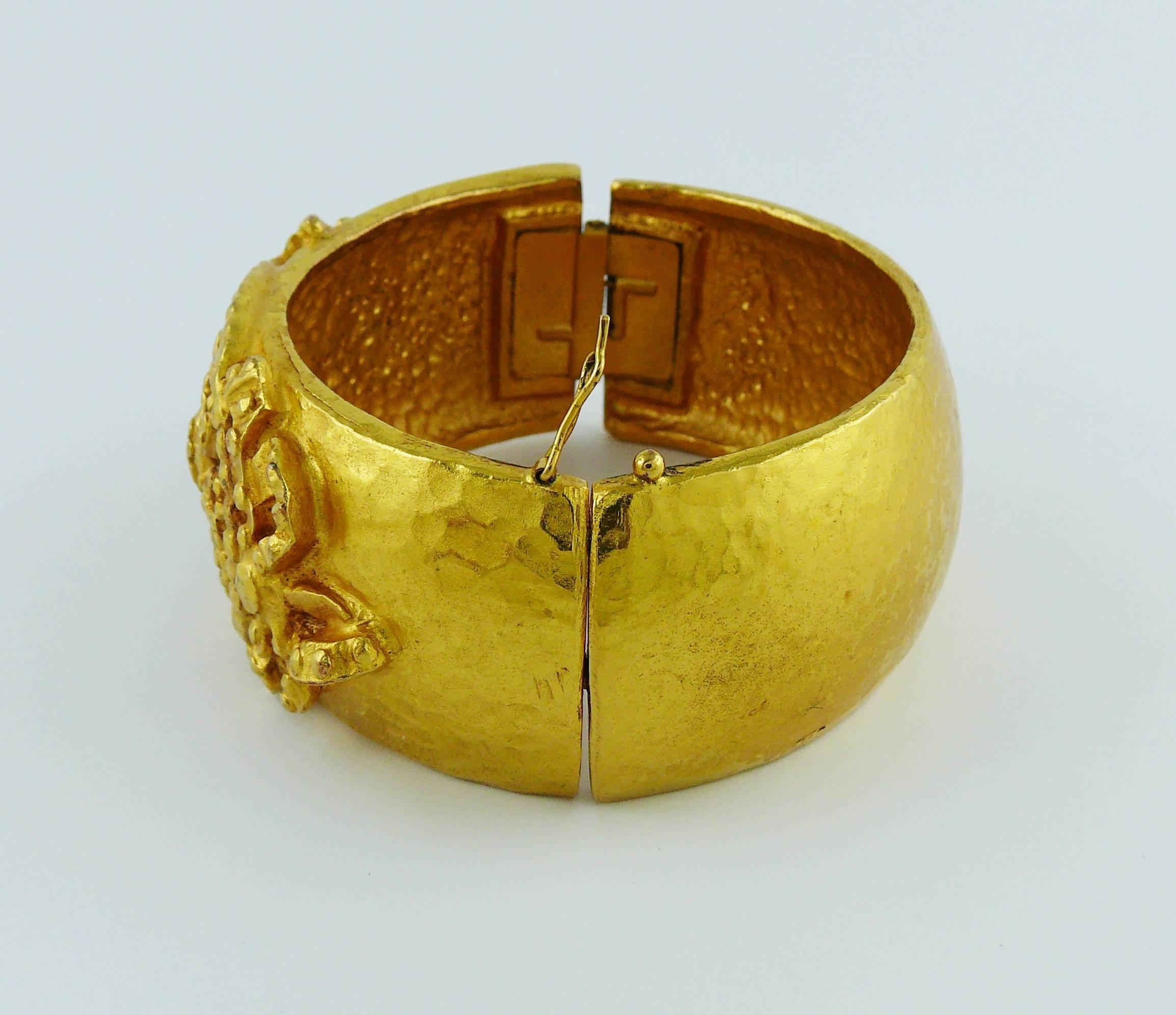 Women's Ines de la Fressage Vintage Gold Toned Cuff Bracelet For Sale