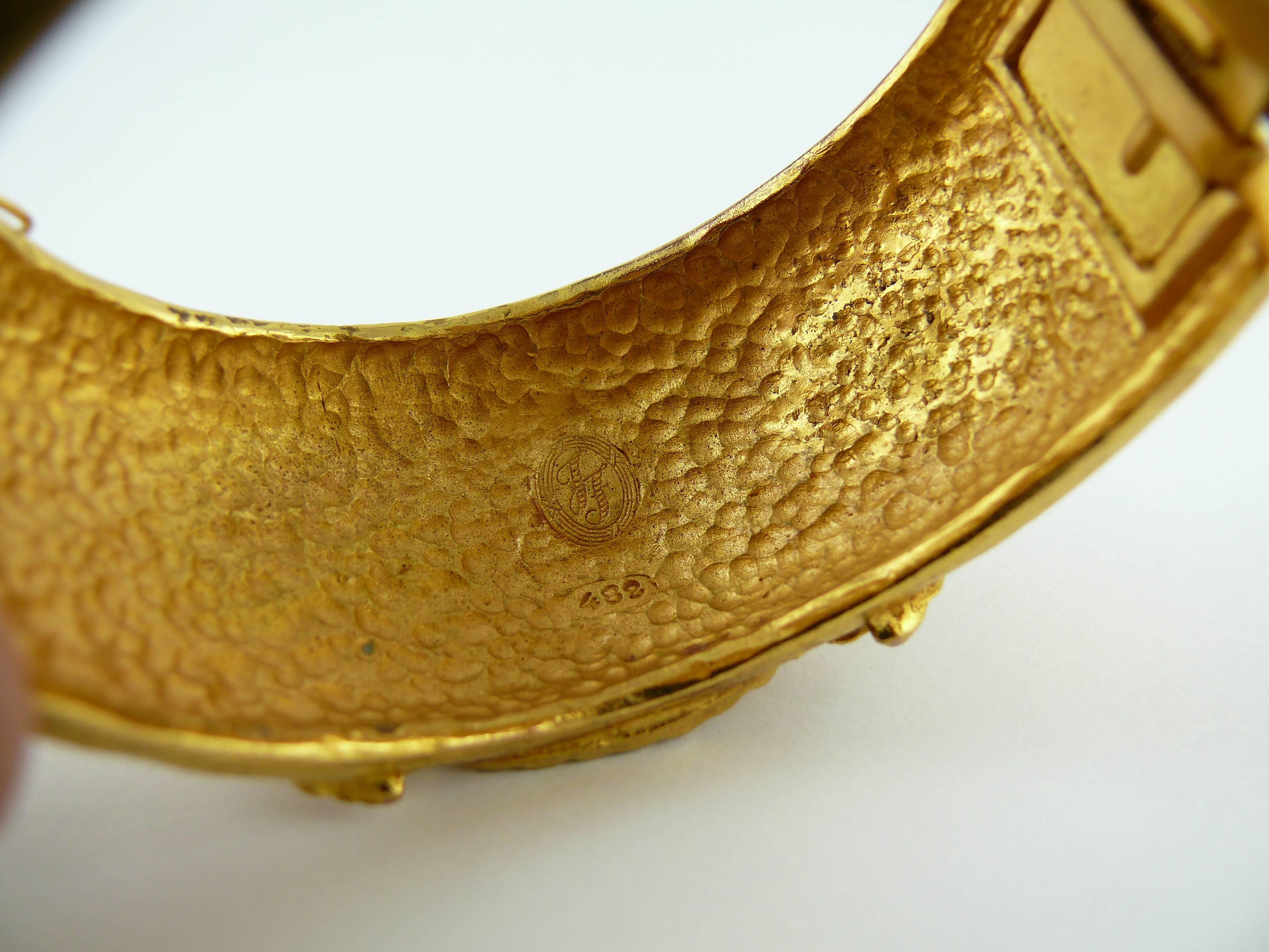 Ines de la Fressage Vintage Gold Toned Cuff Bracelet For Sale 1