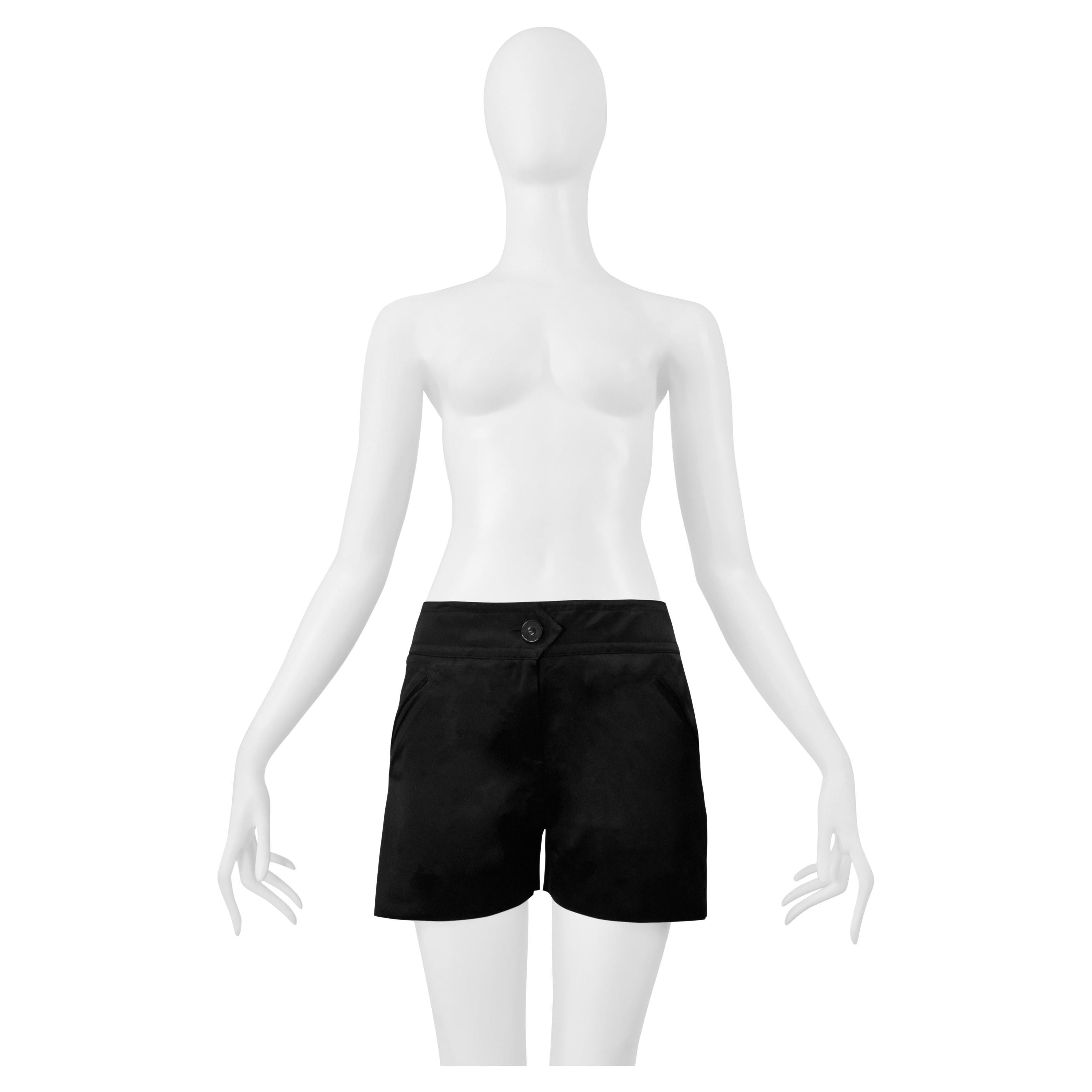 Ines De La Fressange Black Satin Hot Pants Shorts