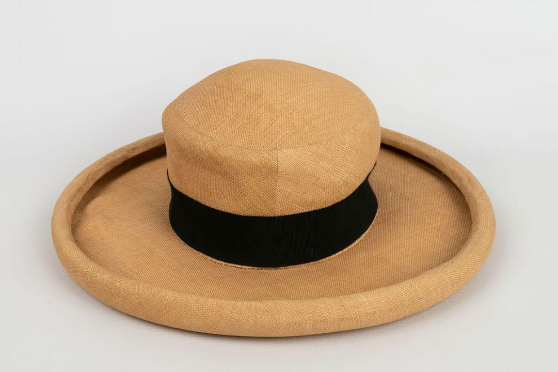 Brown Inès De La Fressange Panama Straw Hat For Sale