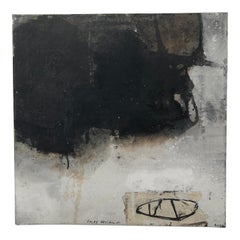 Hildur Ines Artiste allemande, Noir avec bateau Mixed-Media sur toile