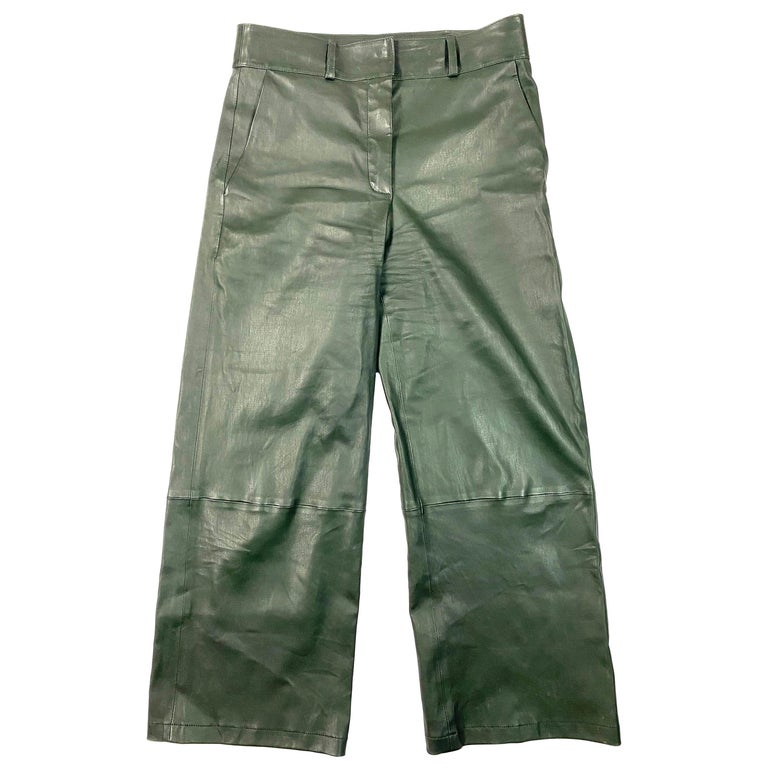 Inès and Maréchal Green Leather Pants, Size 40 at 1stDibs
