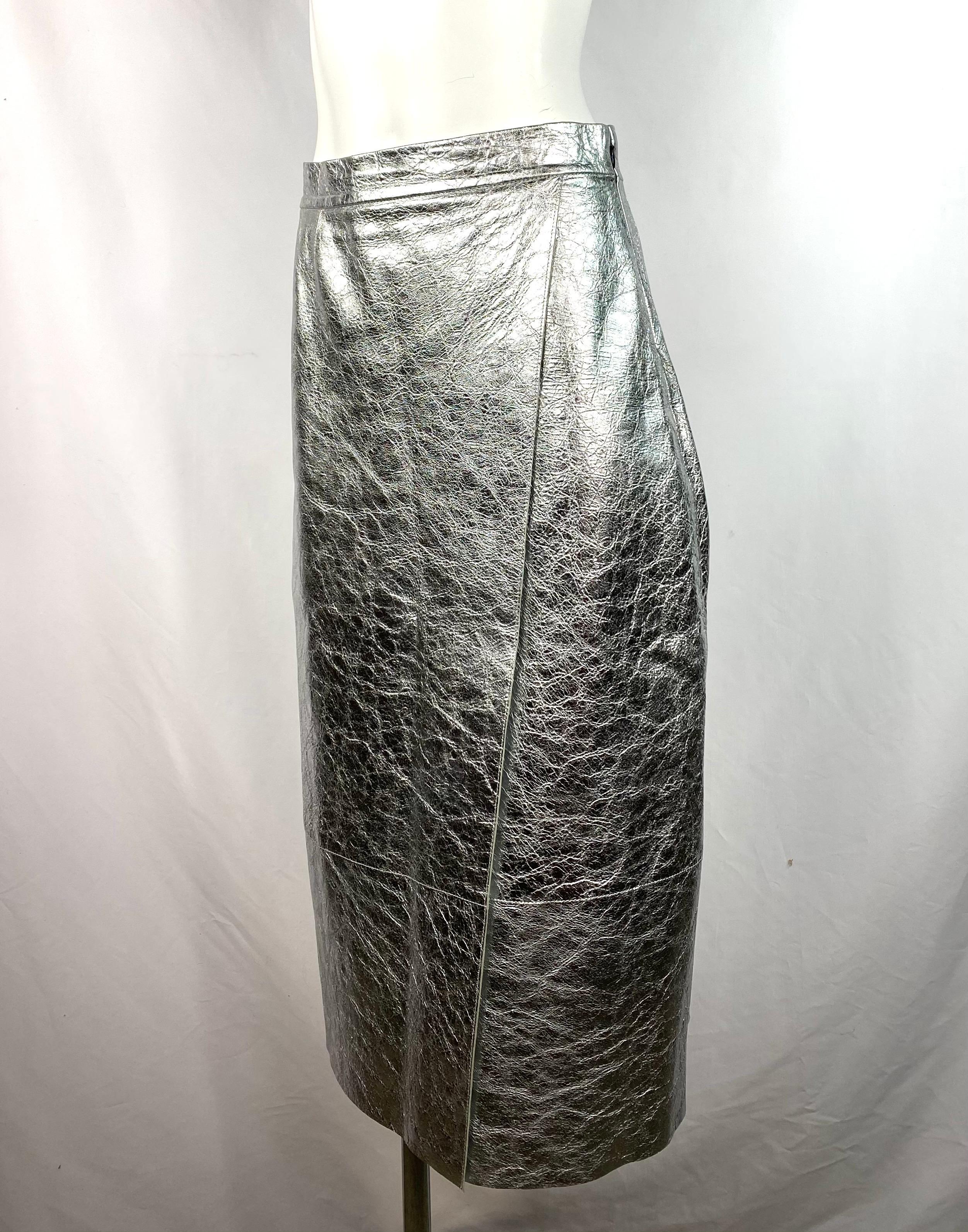 silver metallic skirt