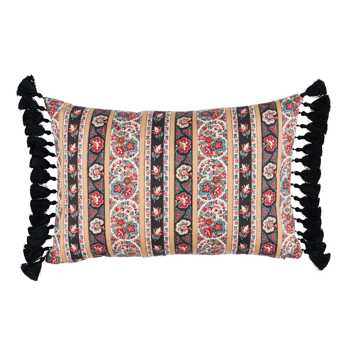 Ines Paisley Pillow in Rouge & Noir 18 x 12" For Sale