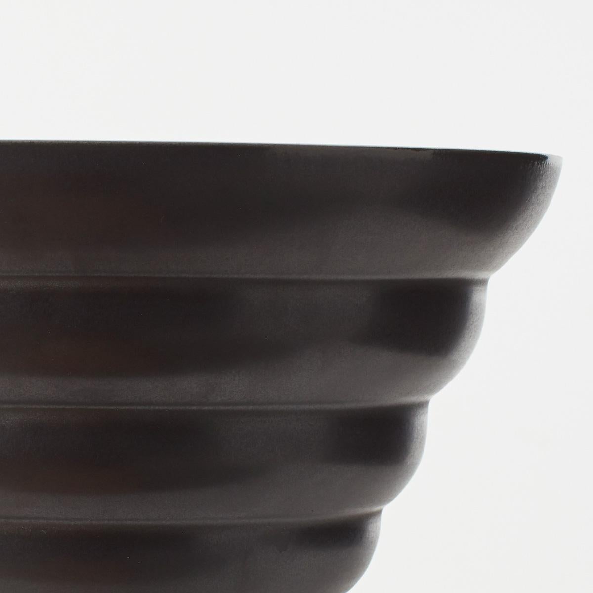 Late 20th Century Ines Van der Sluis Black Ceramic Bowl for Designum / Makkum, Netherlands, 1985