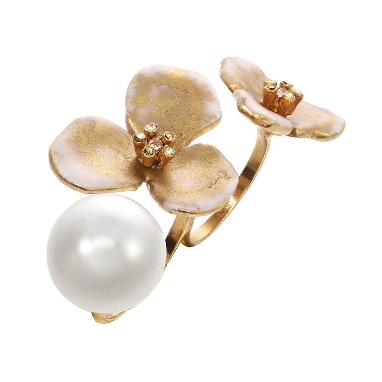 Customizable INESxCINER Floating Flowers and Pearl Ring For Sale at 1stDibs