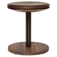 Inez 18" Modern Round Stool with Swivel and Solid Wood Seat.