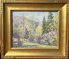 Paesaggio a olio impressionista con scena di foresta