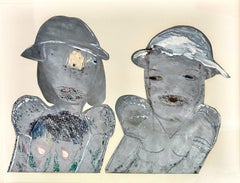 Magical Realism Portrait in Mixed Media of Twins