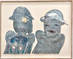 Magical Realism Portrait in Mixed Media of Twins