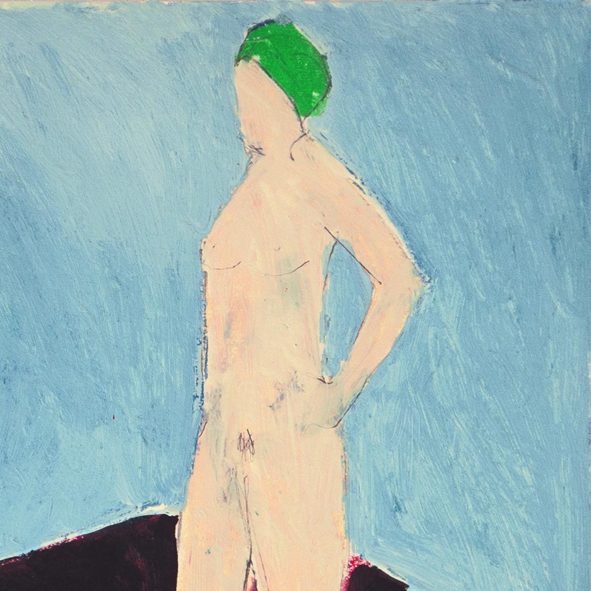  « The Green Hat », Californie, SF Women's College, SF Art Institute, Romanoff - Contemporain Painting par Inez Storer