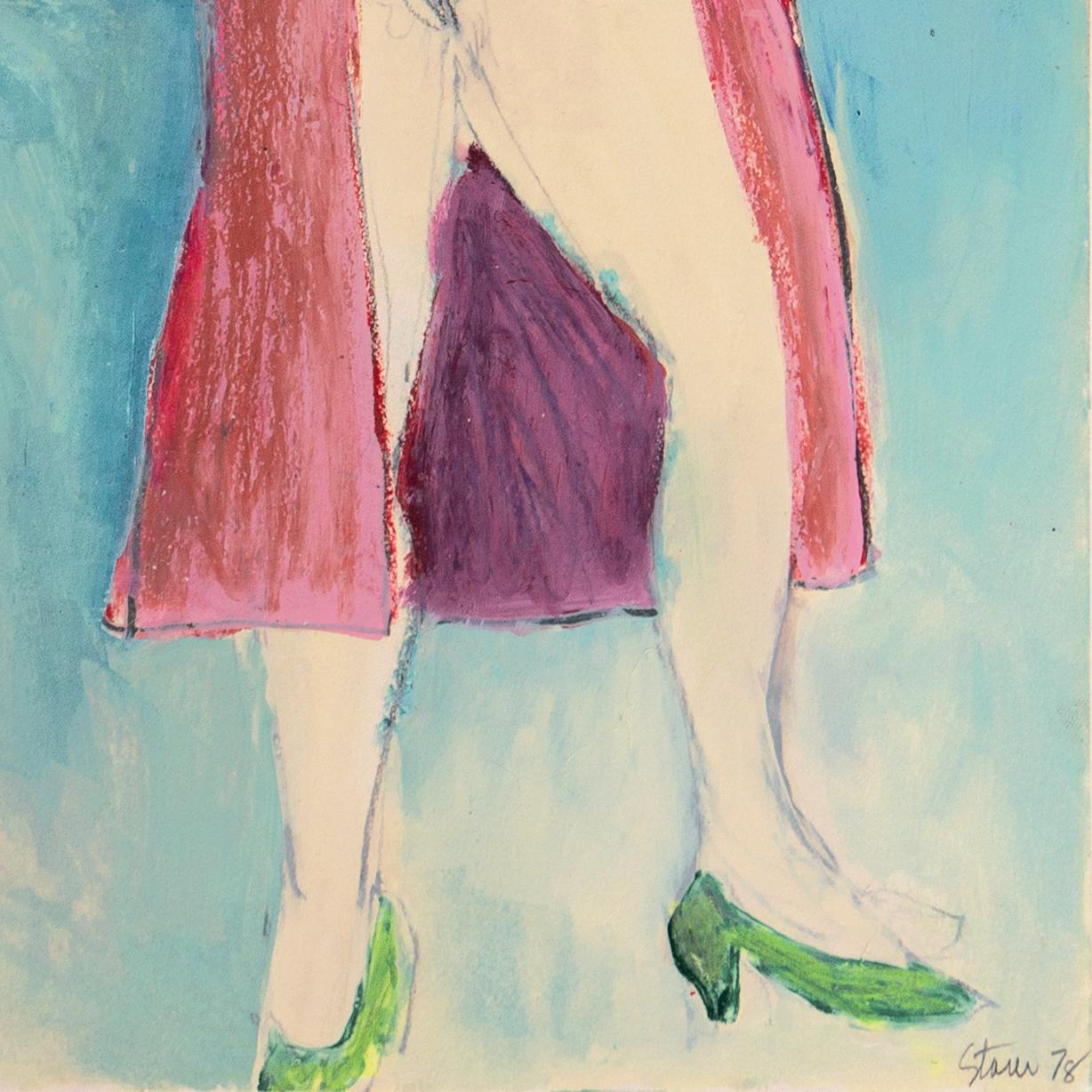 'The Green Shoes', SF Women's College, SF Art Institute, California, Romanoff - Painting by Inez Storer
