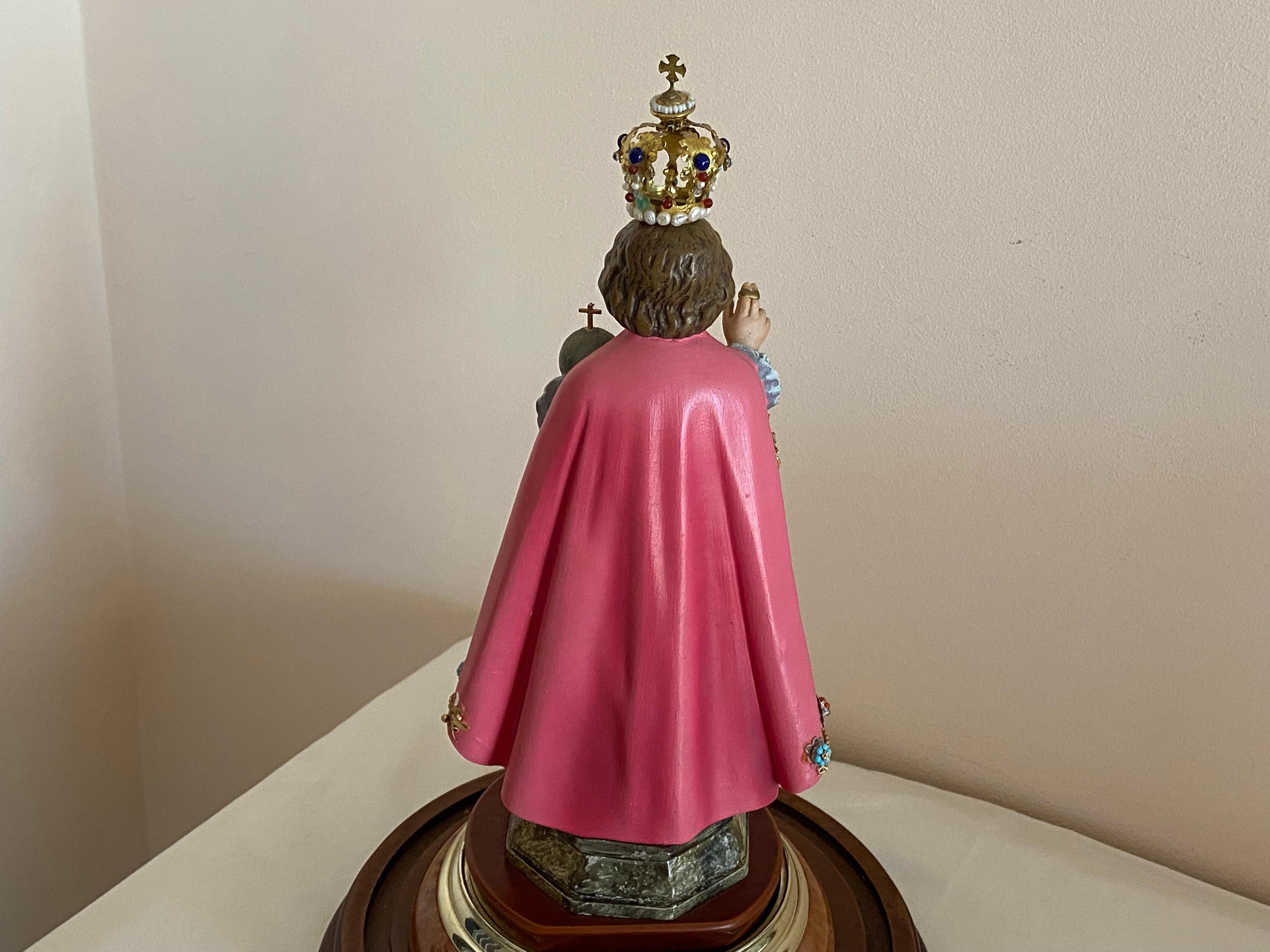 Contemporary Infant Jesus Prague Covered in 18/14 Kt Gold, Precious Stones, Unique Work of Art