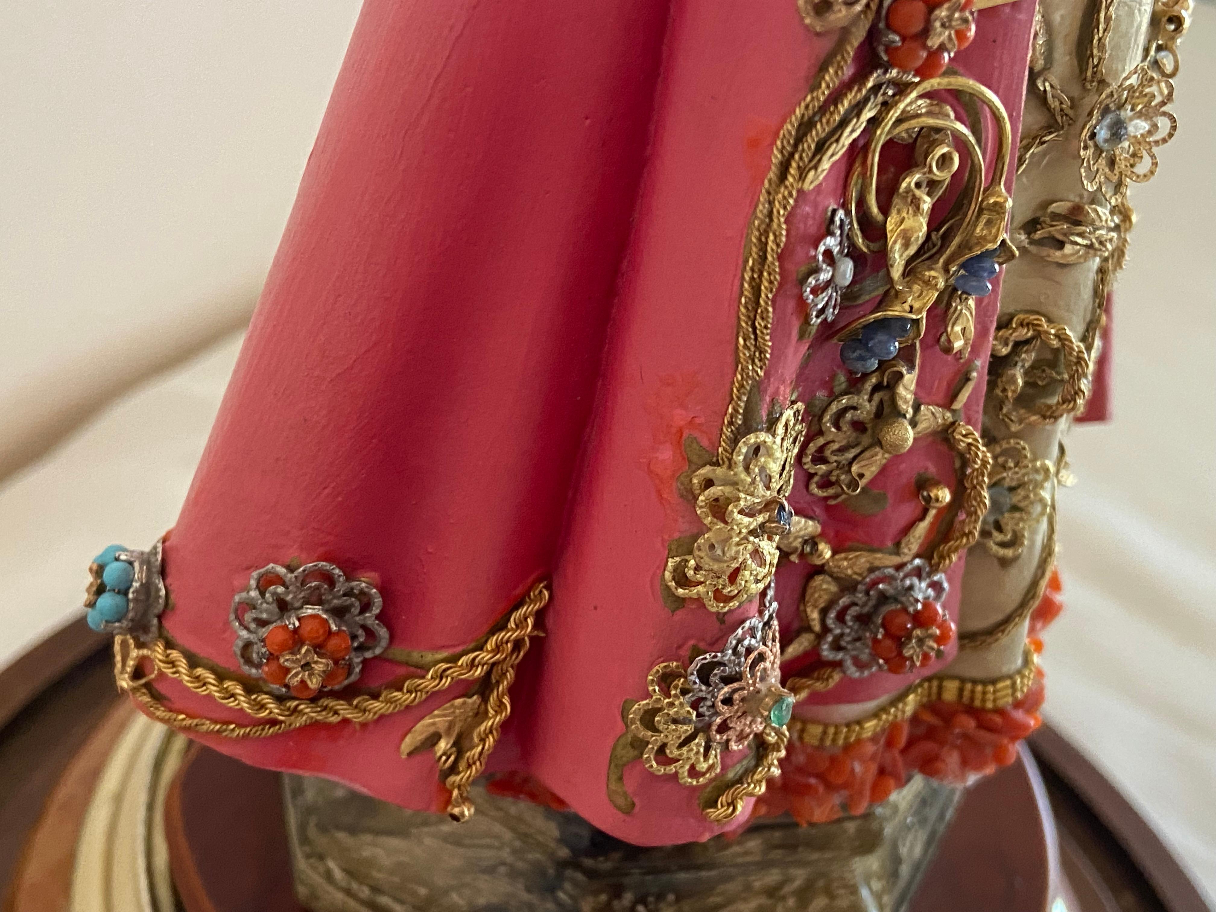 Infant Jesus Prague Covered in 18/14 Kt Gold, Precious Stones, Unique Work of Art In Good Condition In Palermo, IT