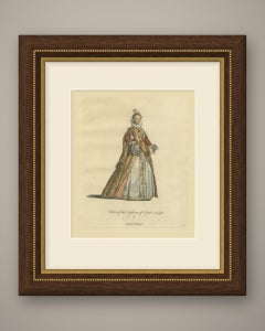 Infanta of Spain in 1598 in a Gold Brocade Gown, Jefferys Costume Plate, 1757