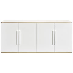 Infante II Sideboard in Olympic White Marble Top and Handles and Brass Inlay