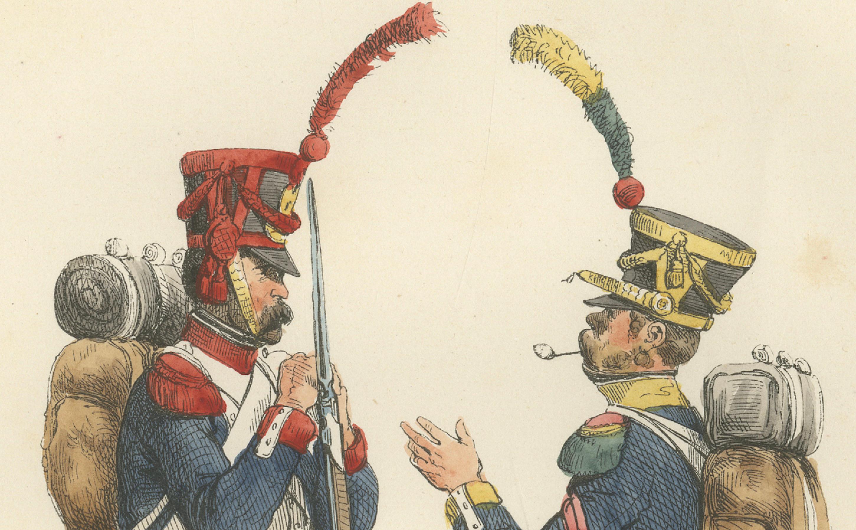 Infanterie de Ligne 1808, Grenadier and Voltigeur, Napoleonic Print, 1843