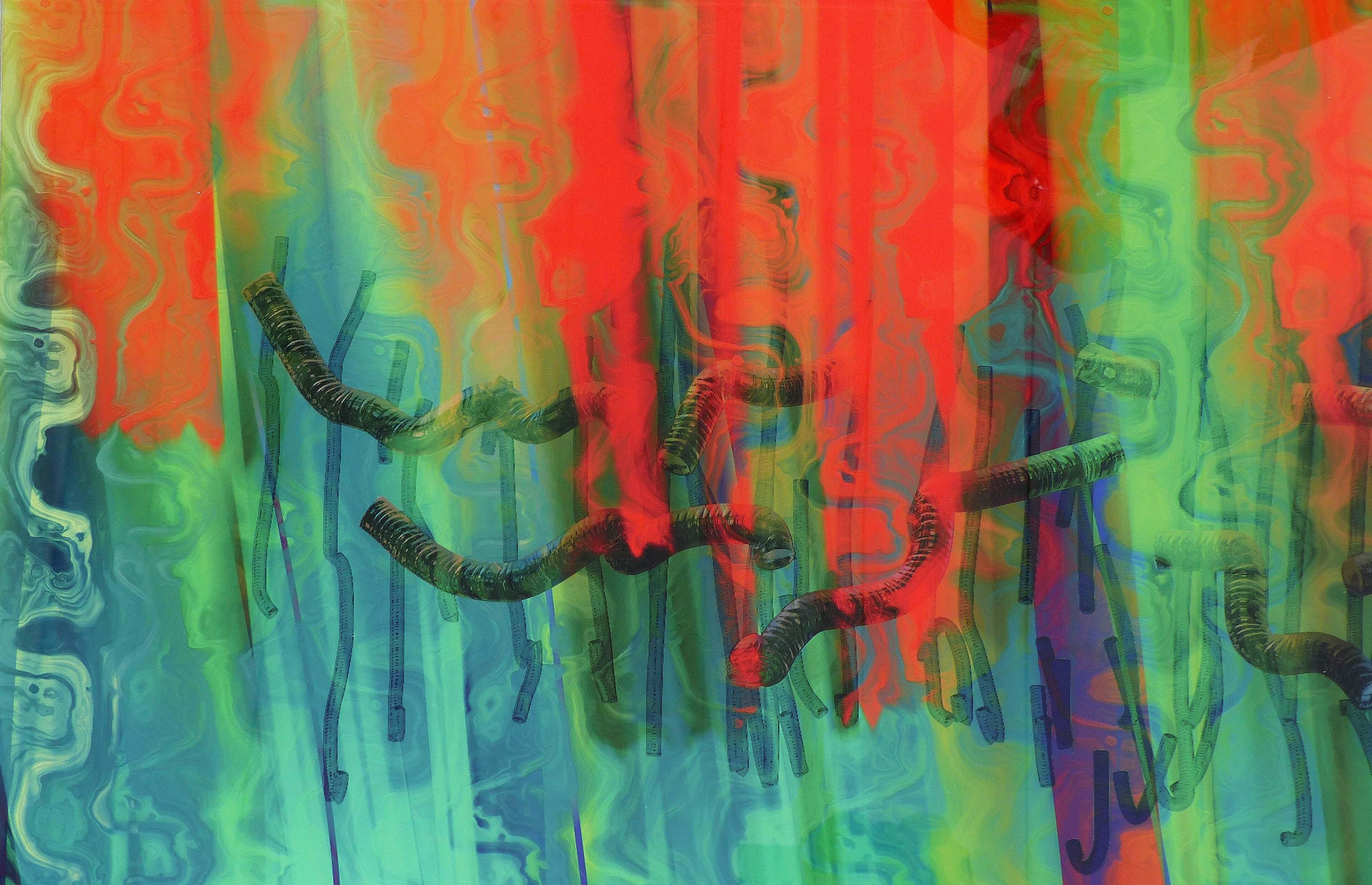 Abstract Archival Digital Fine Print Under Plexi Inferno William P. Montgomery In Excellent Condition In Miami, FL
