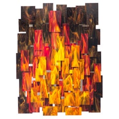 "Inferno" Original Glass and Metal Wall Sculpture
