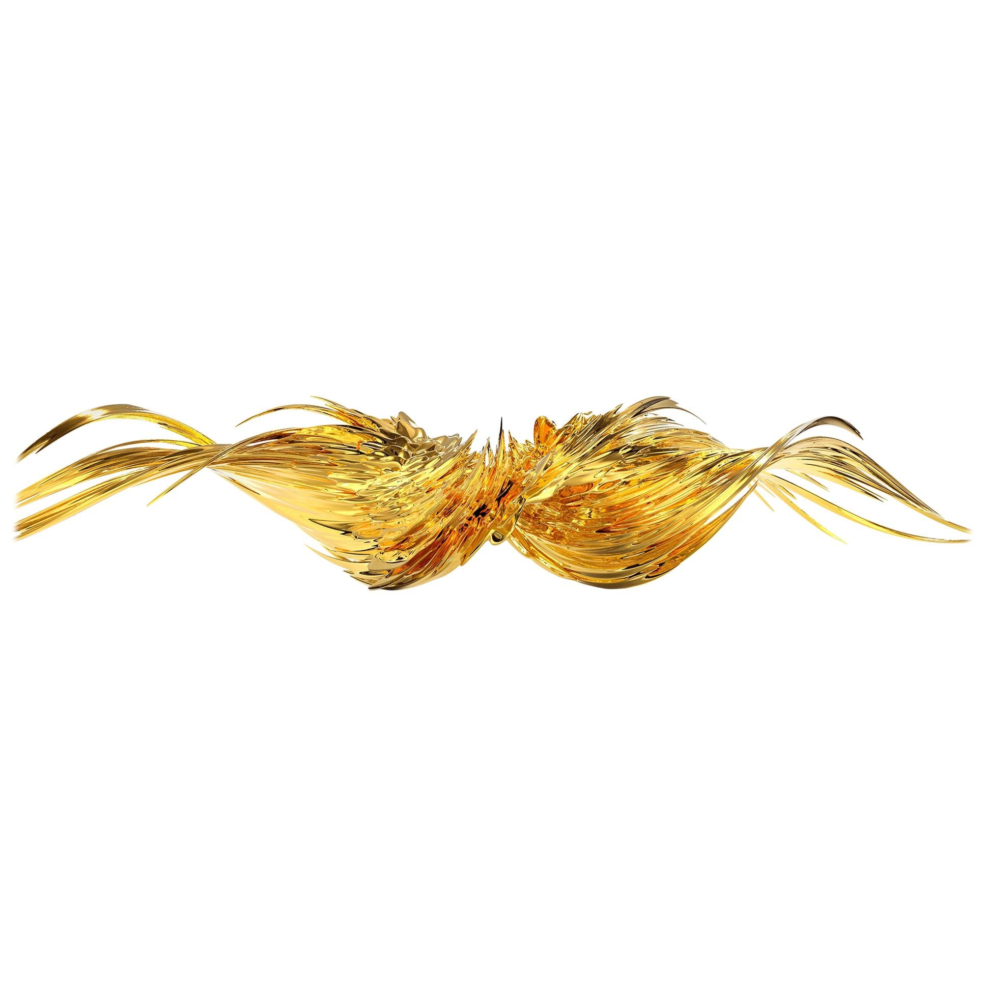 Infernum Abstract Golden Sculpture For Sale