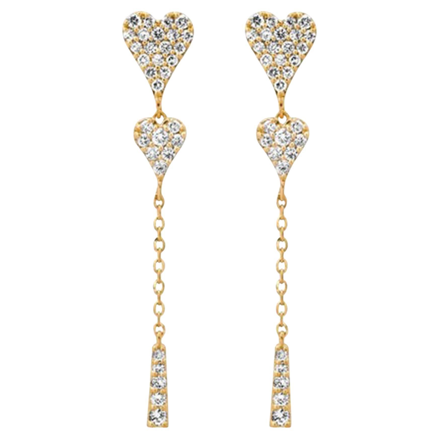 Infinite Designer 14K (or 18k upon request) Yellow Gold Diamond Drop Earrings