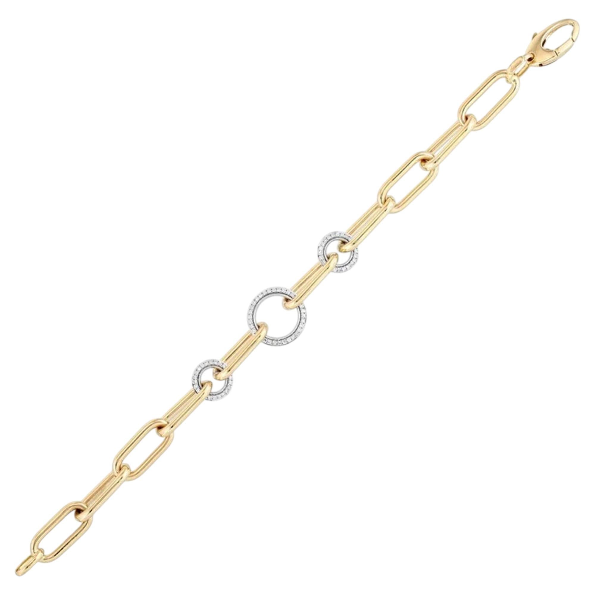 Infinite Diamond 14K (or 18k upon request) Yellow Gold Link Bracelet For Sale