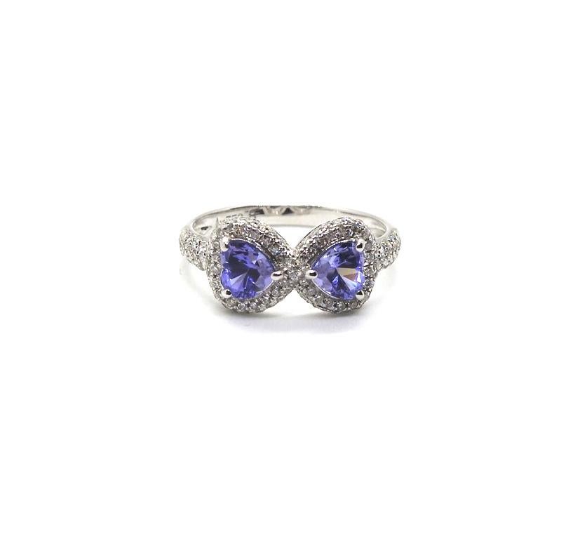 Women's “Infinite Eight of Hearts” Diamonds and Iolite Hearts Ring