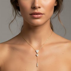 Unendliche Lariat 14K (oder 18k auf Anfrage) Gelbgold Herz Halskette