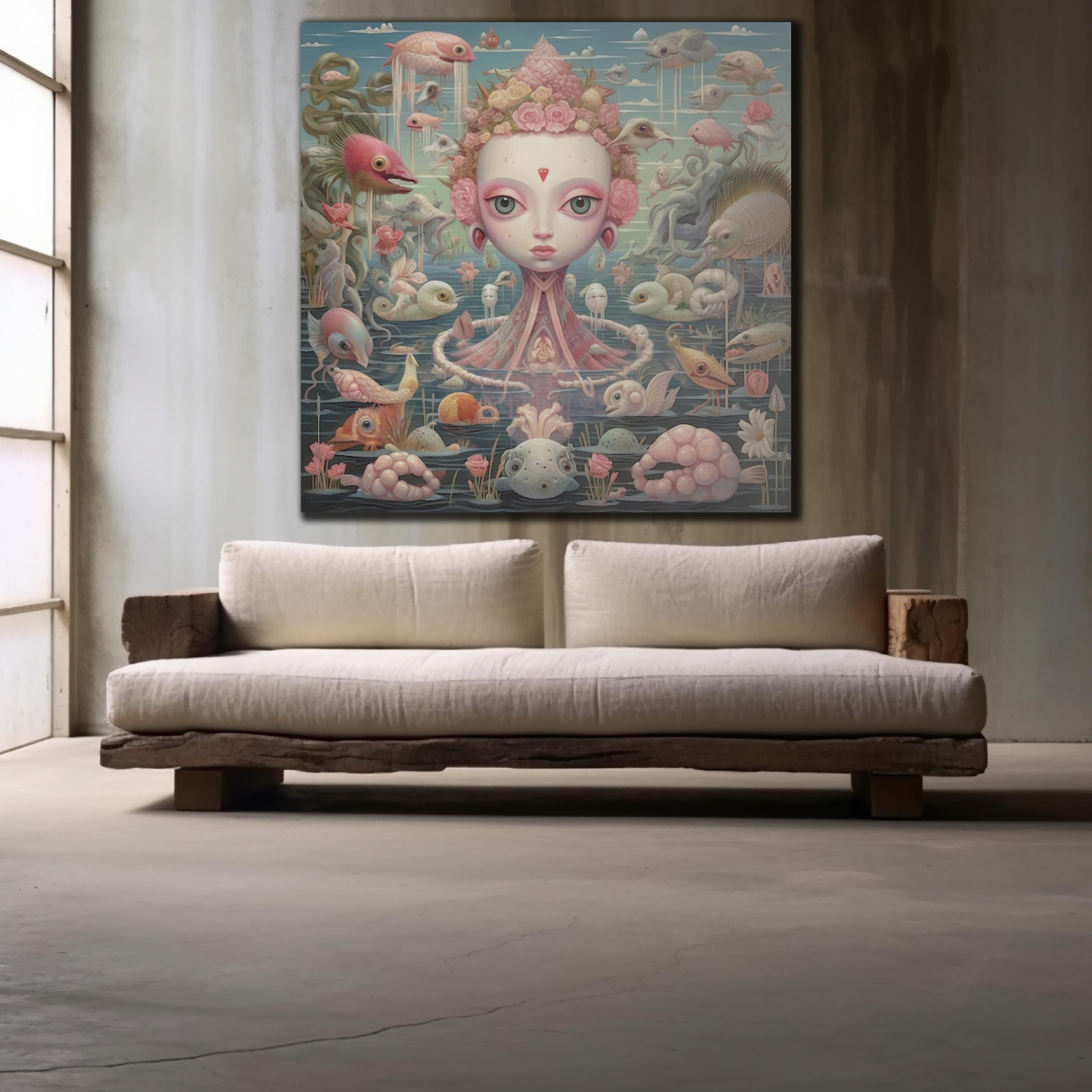 Titel: Unendliche Spiegel des einheitlichen Unbewussten
Medium: Acryl und gemischte Medien auf Leinwand
Größe: 152cm x 152cm
Bildunterschrift: Verlieren Sie sich in der unendlichen Weite der gespiegelten Realitäten, wo Bewusstes und Unbewusstes