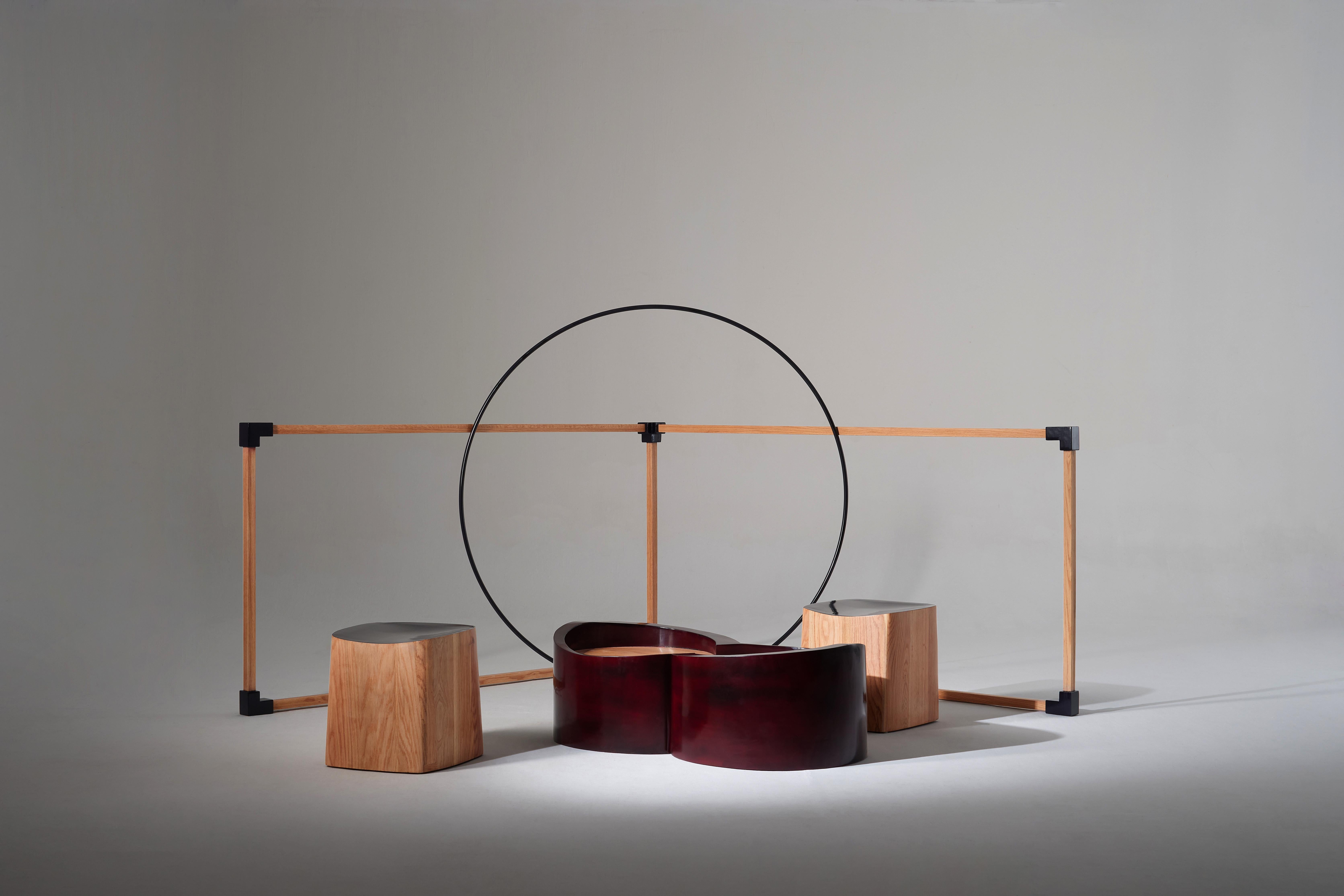 Table à thé Infinite en bois massif de Oak Oak et laque dégradée par Artempo Neuf - En vente à Geneve, CH