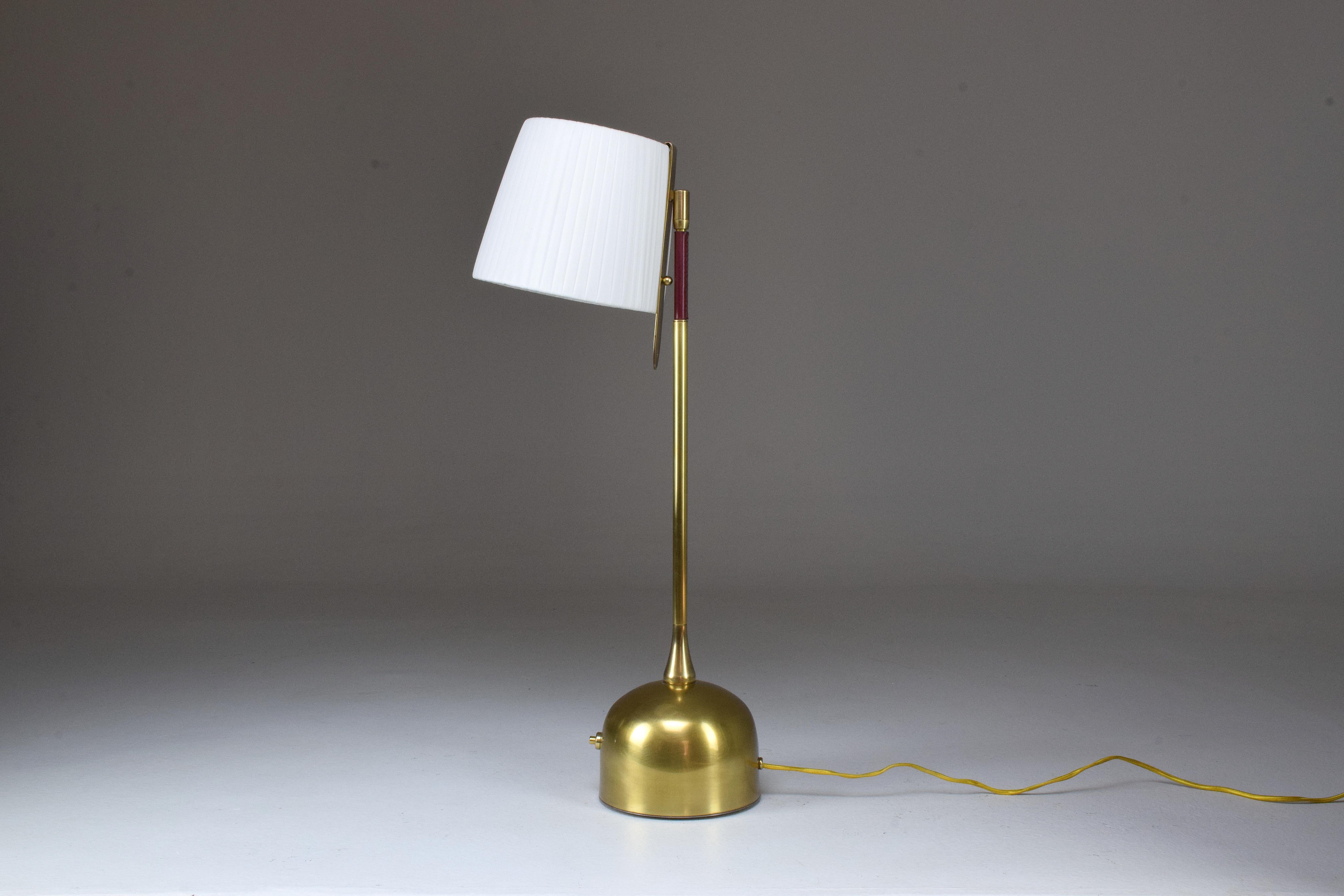 French Infinitus Contemporary Brass Table Lamp, Flow Collection