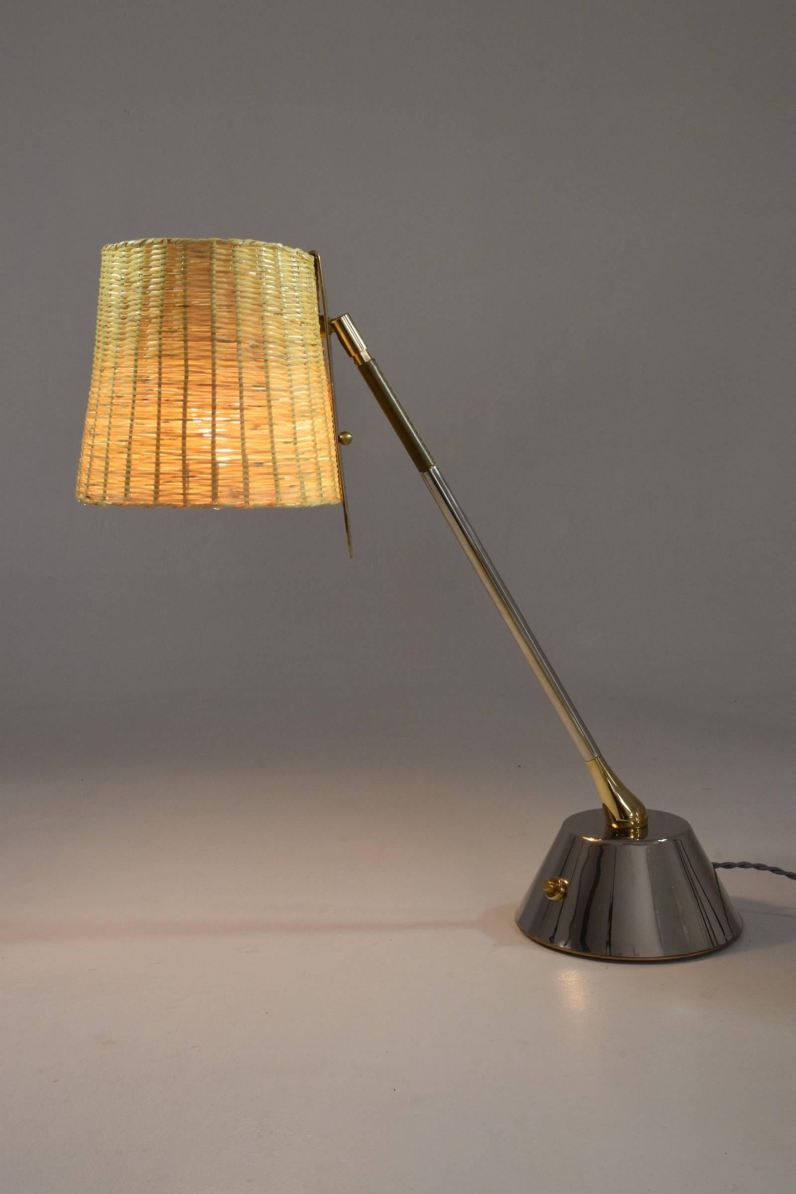 Modern Infinitus-II Contemporary Articulating Brass and Rattan Lamp, Flow Collection