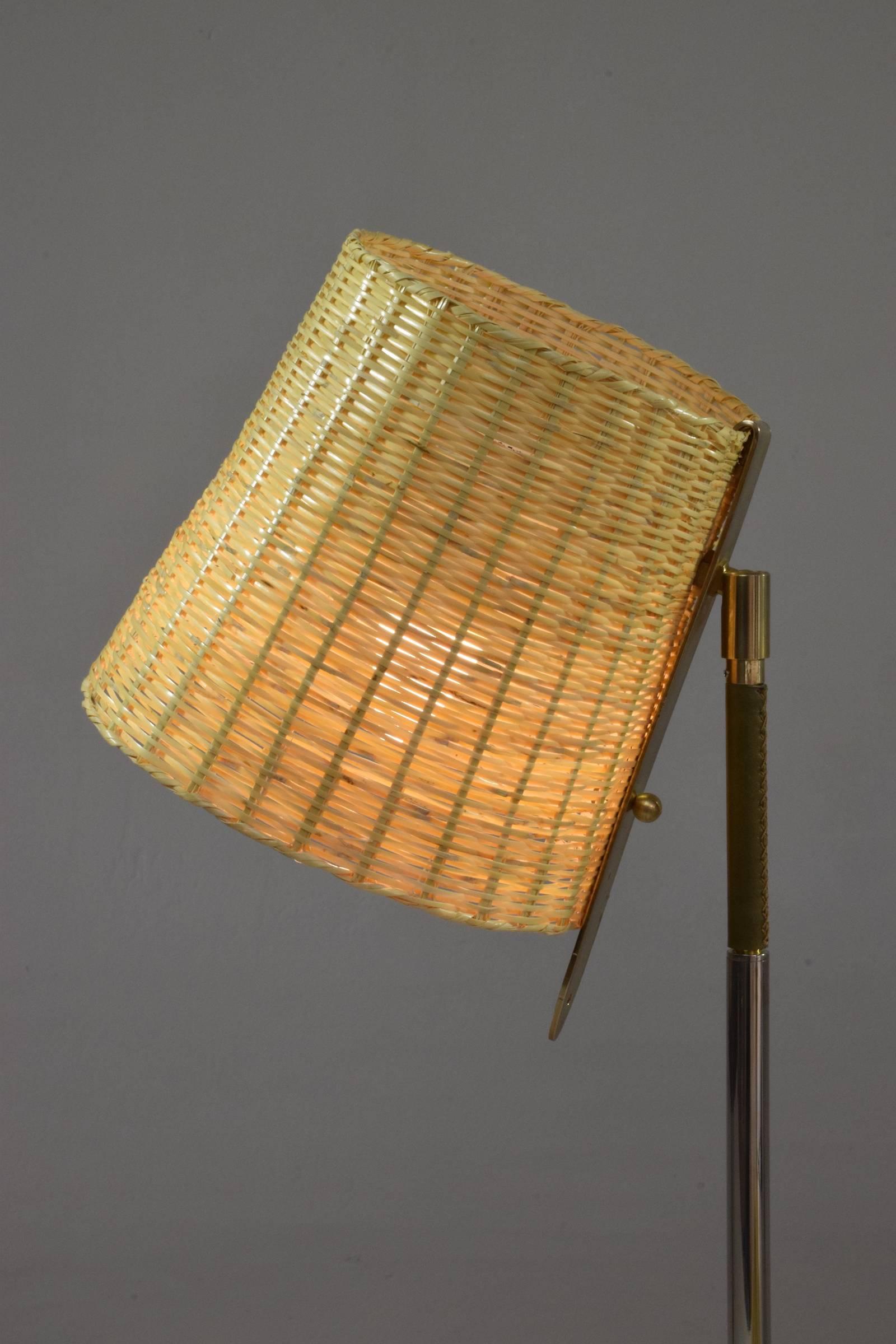 Infinitus-II Contemporary Articulating Brass and Rattan Lamp, Flow Collection 2