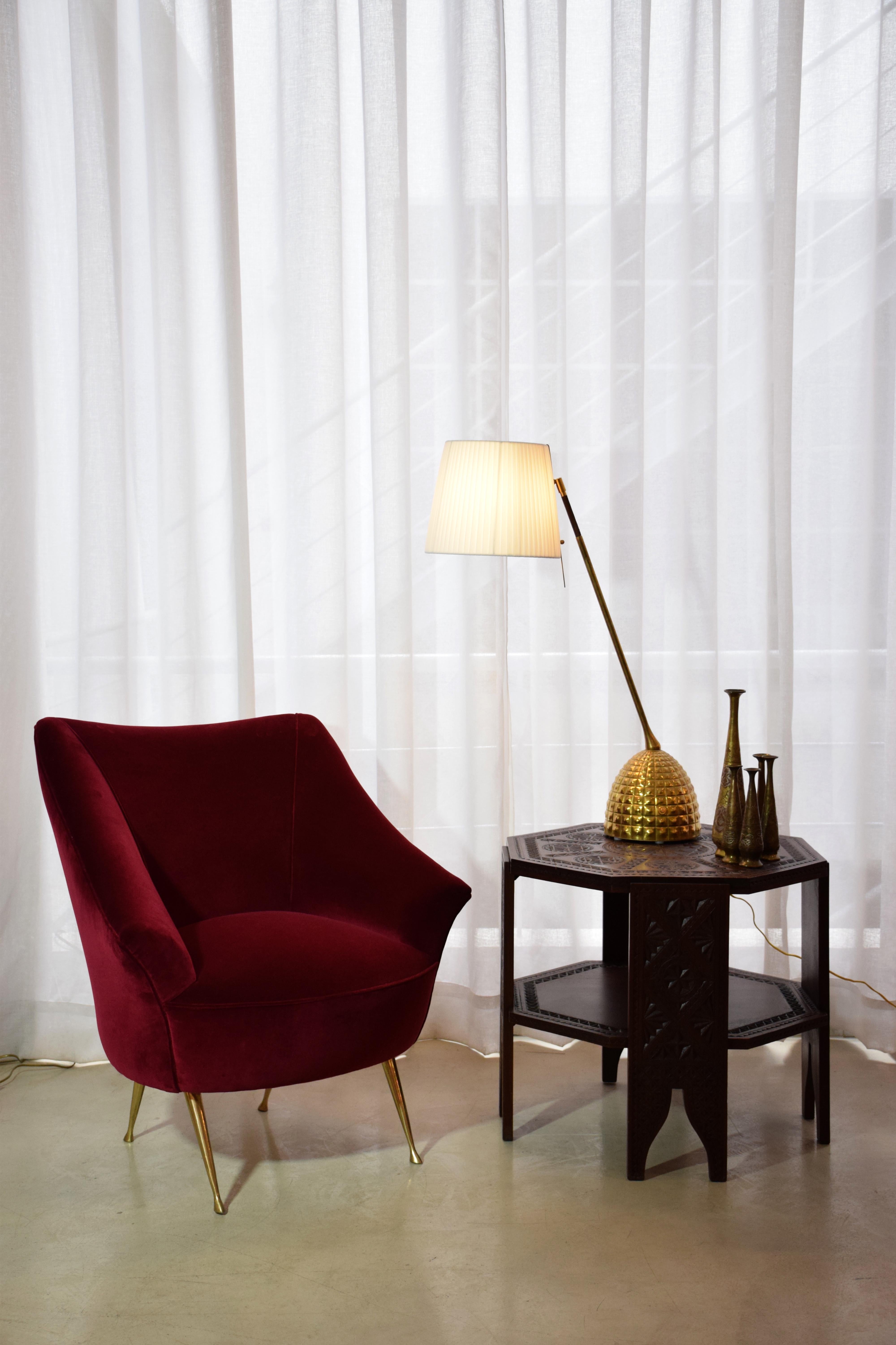 French Infinitus-VI Tall Contemporary Brass Table Lamp, Flow Collection