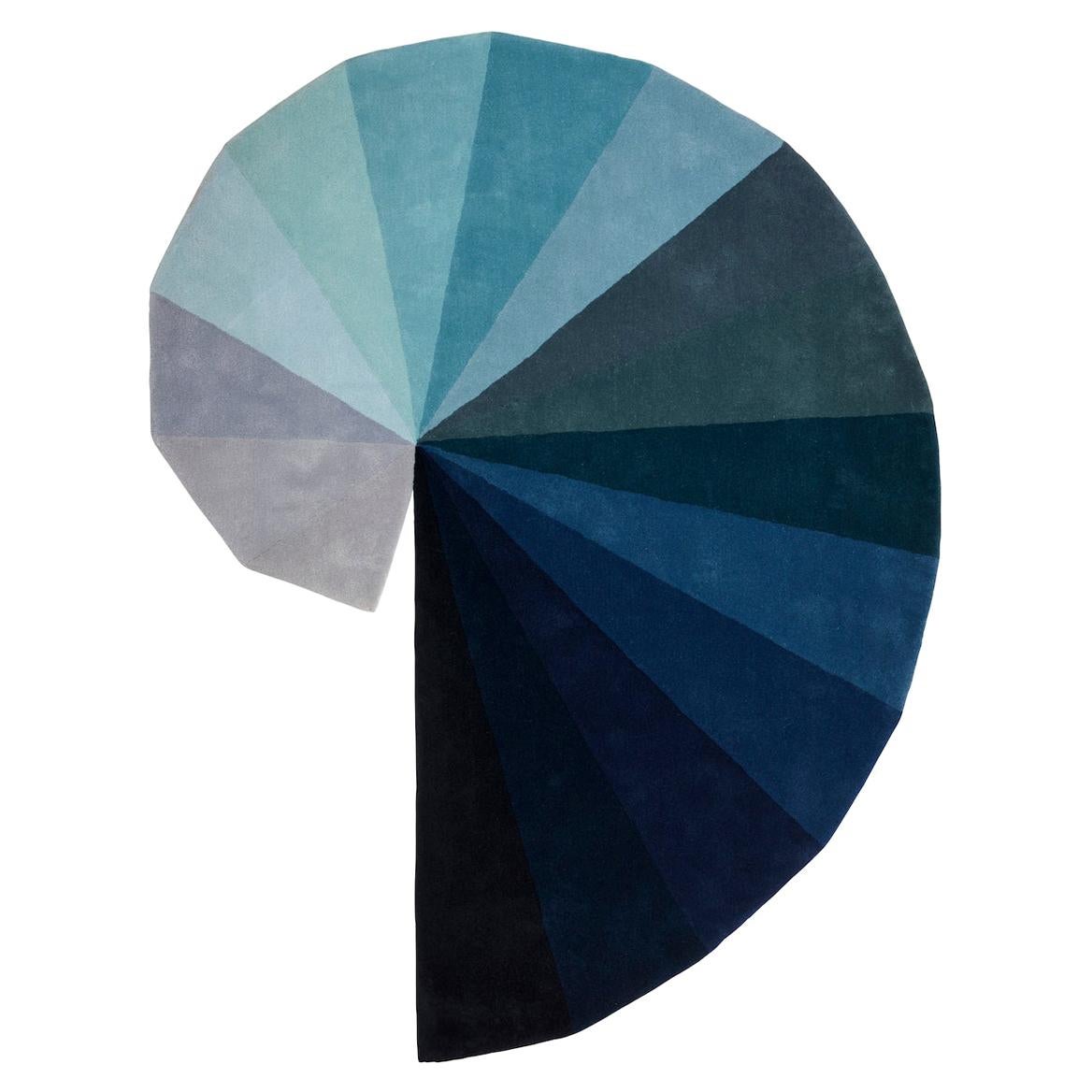 "Infinity" 16 Color Deep Blue to Light Grey Pure Irish Wool Rug by Rhyme