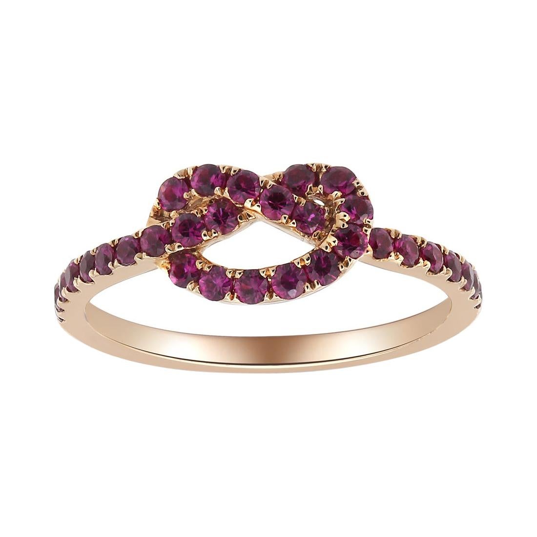 Infinity 18 Karat Pink Gold and Ruby Cocktail Ring For Sale