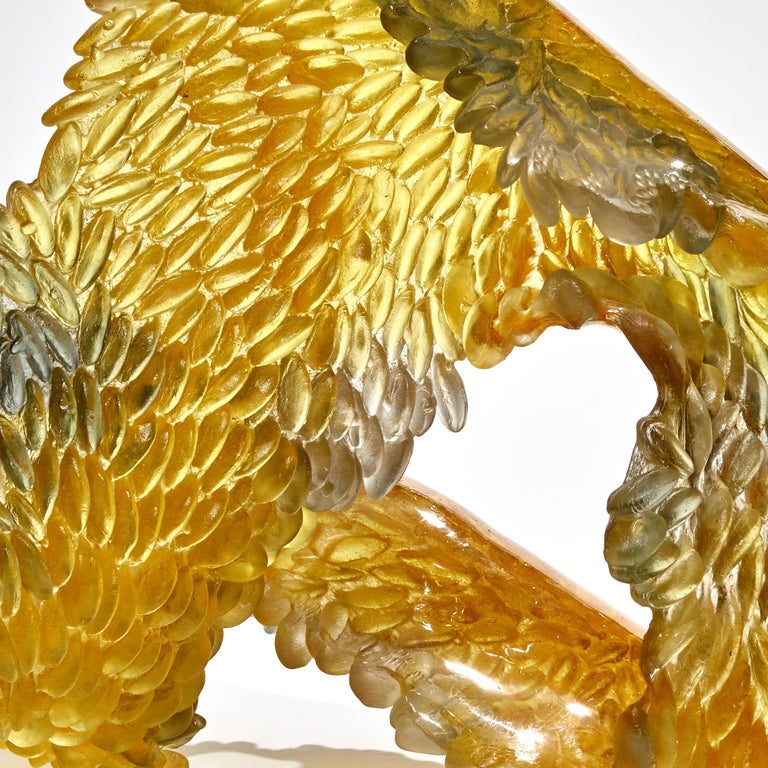 Cast Infinity, a Unique Glass Sculpture in Amber, Gold & Grey by Nina Casson McGarva