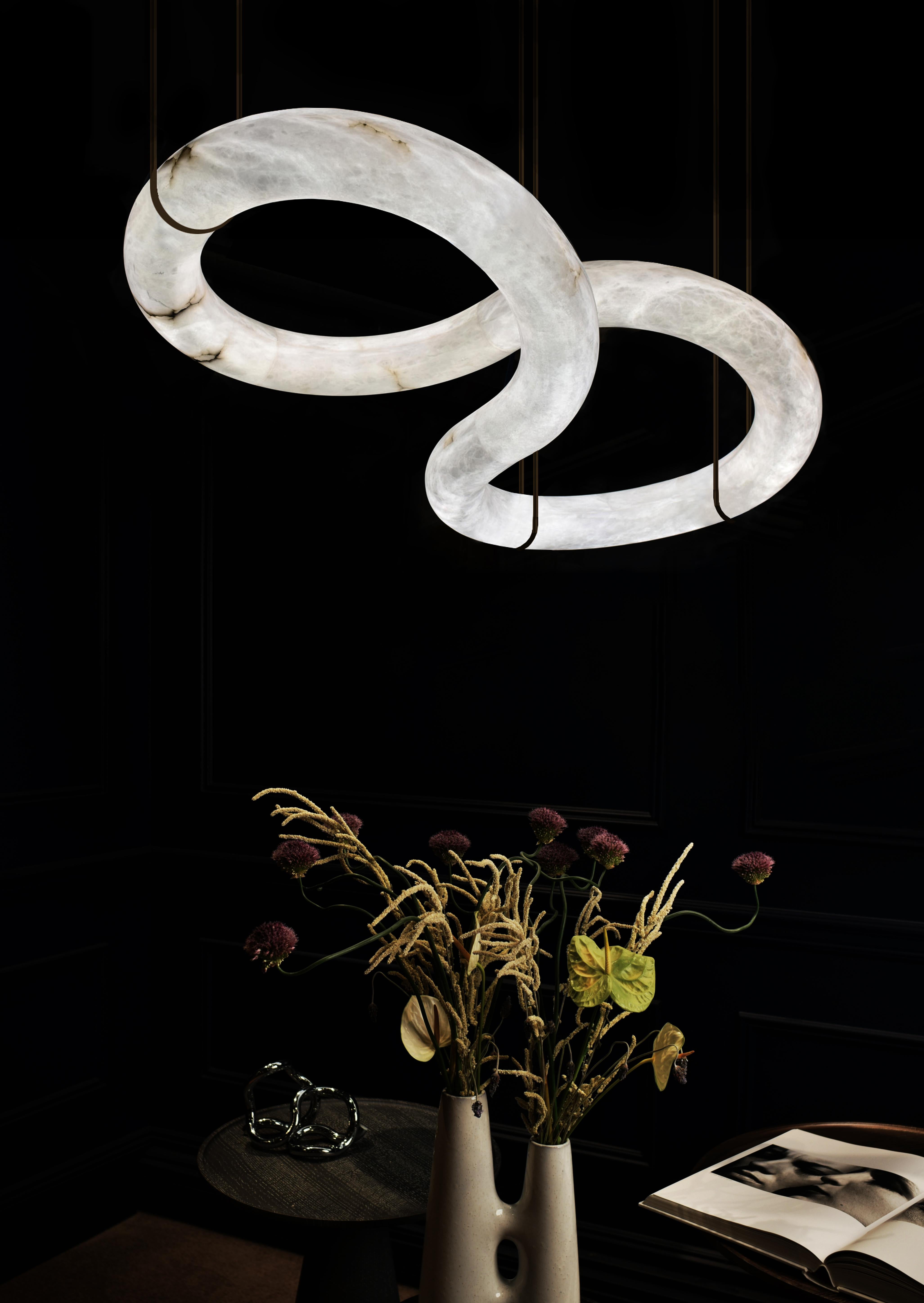 Modern Infinity Alabaster Chandelier by Atelier Alain Ellouz