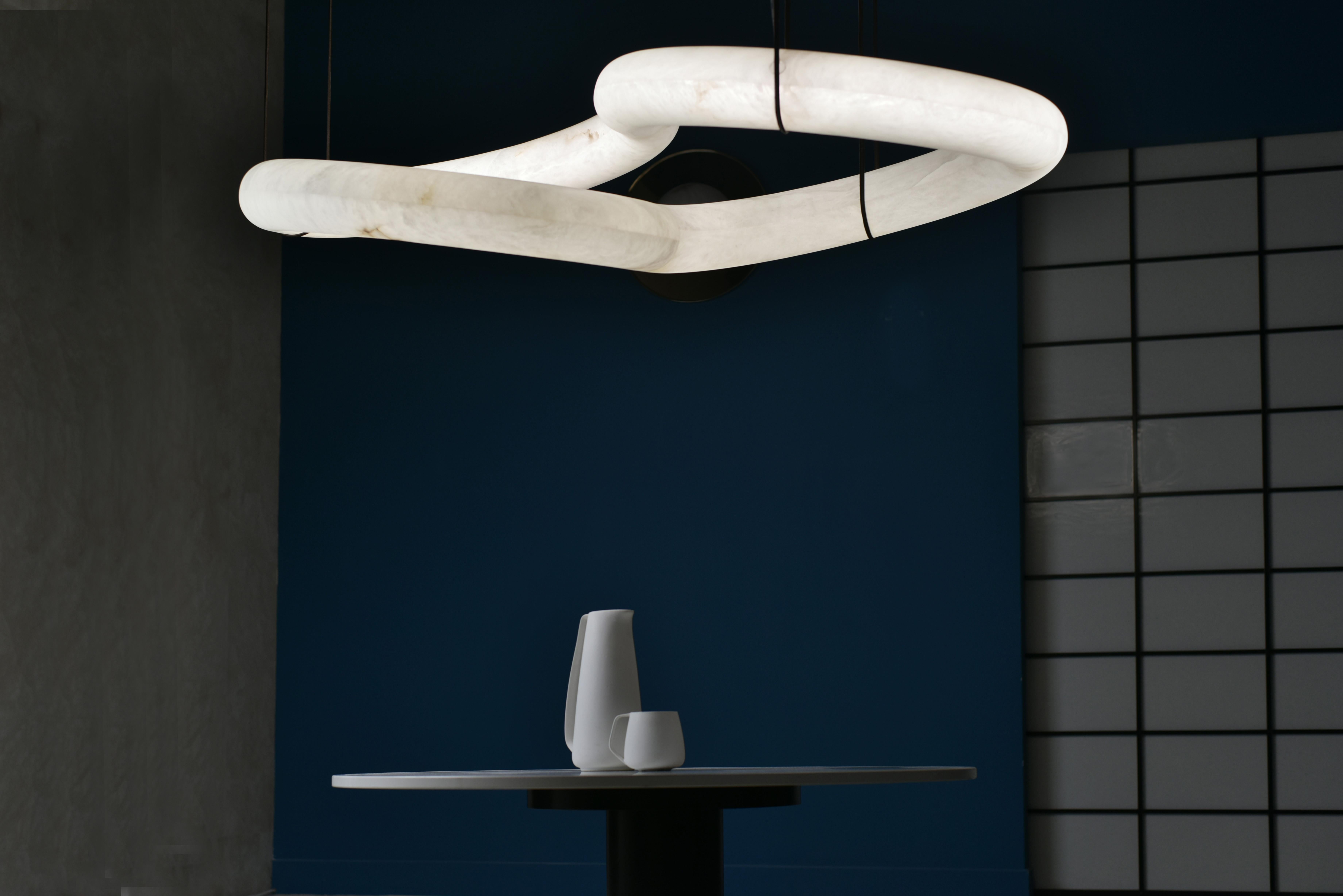 French Infinity Alabaster Chandelier by Atelier Alain Ellouz