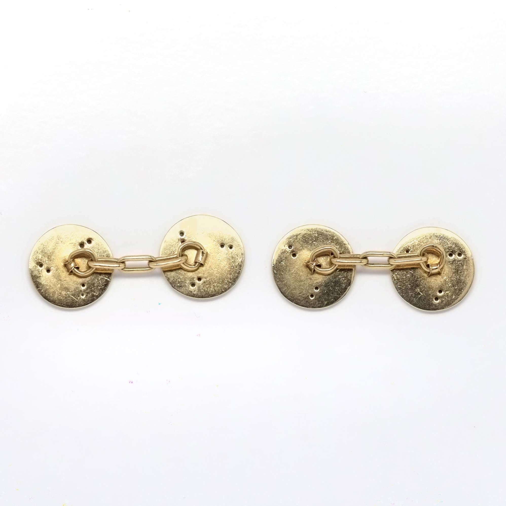 Round Cut Infinity French Art Deco Cufflinks Platinum Gold rose cut diamonds For Sale